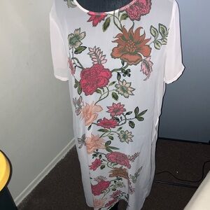 Vince Camuto White Maxi Dress with Pink and Orange Floral Print